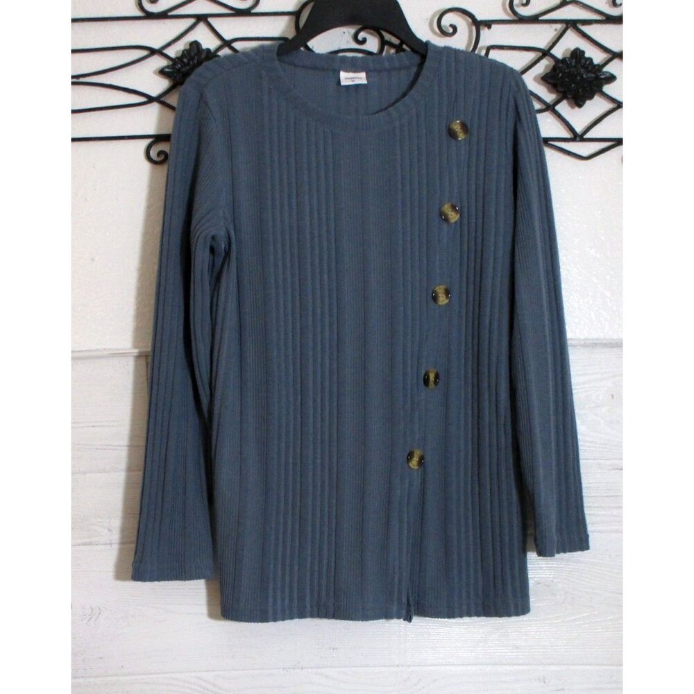 Xieerduo Women's Knit Top Size M Long Sleeve Blue Round Neck